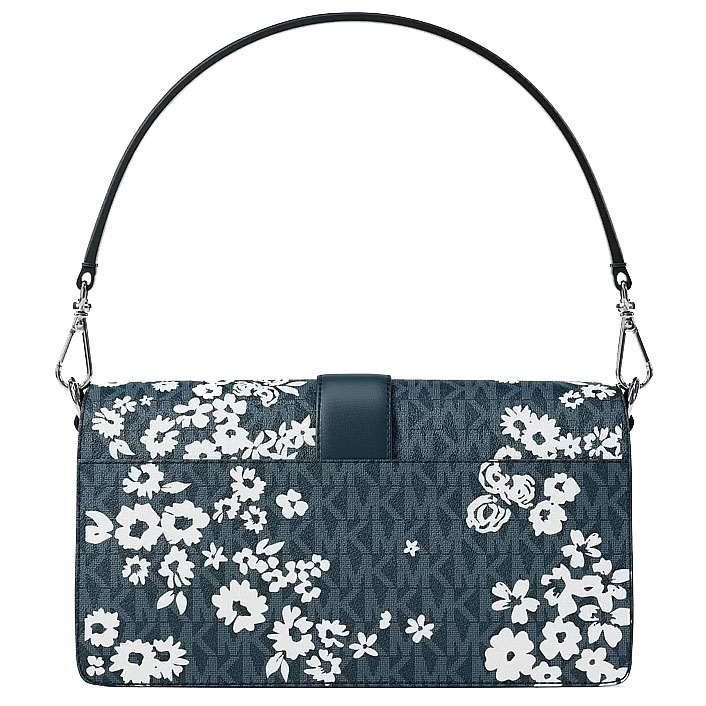 Michael Kors Greenwich Medium Printed Signature Logo Convertible Shoulder Bag Admiral Navy # 35S6SGRL2Y
