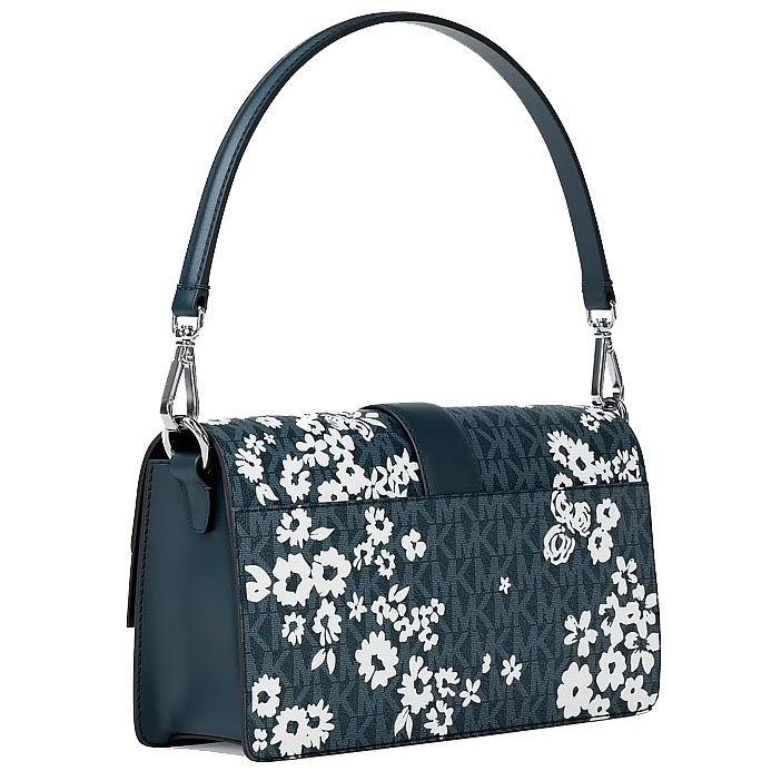 Michael Kors Greenwich Medium Printed Signature Logo Convertible Shoulder Bag Admiral Navy # 35S6SGRL2Y