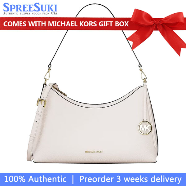 Michael Kors Sammy Medium Pebbled Leather Convertible Shoulder Bag Light Cream # 35T6G8SC6L