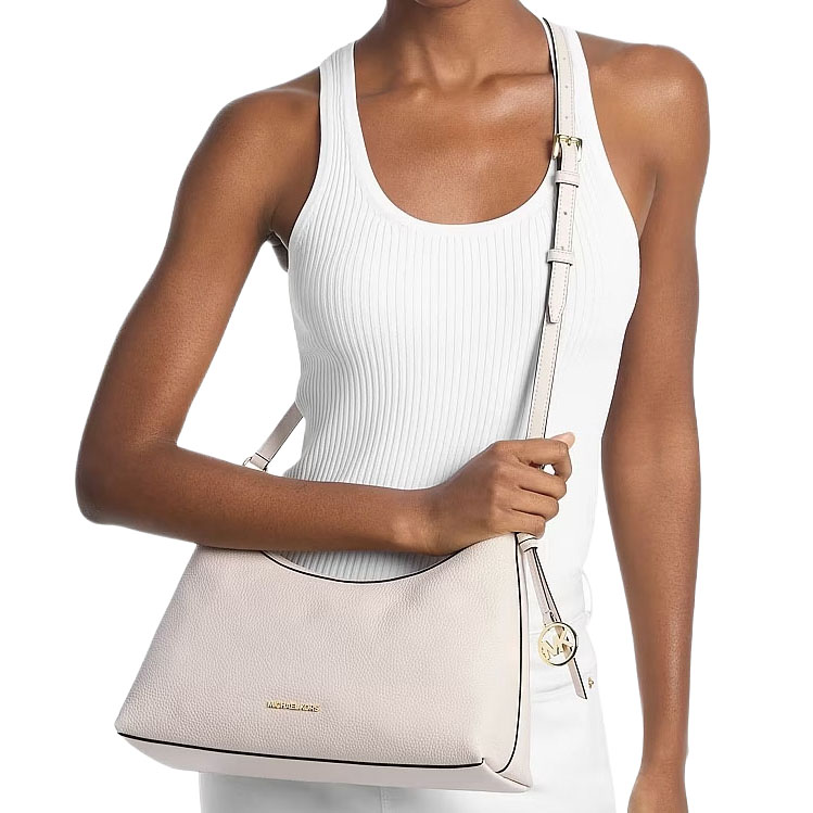Michael Kors Sammy Medium Pebbled Leather Convertible Shoulder Bag Light Cream # 35T6G8SC6L