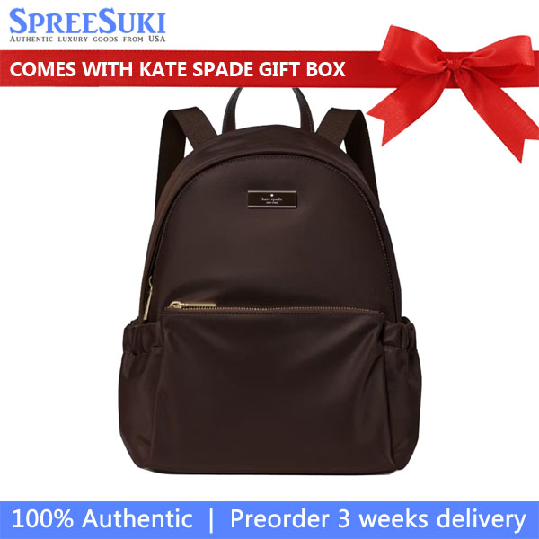 Kate Spade Carter Nylon Dome Backpack Hot Fudge Chocolate # KP110