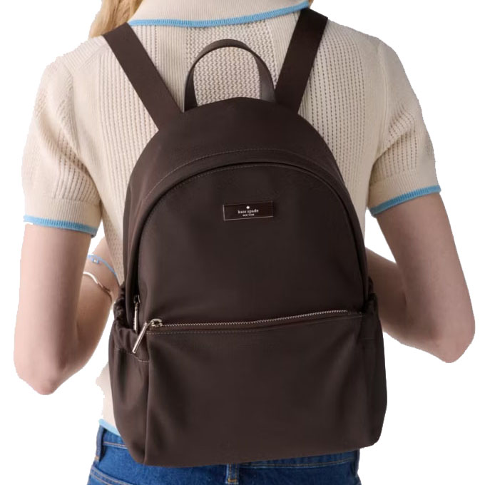 Kate Spade Carter Nylon Dome Backpack Hot Fudge Chocolate # KP110