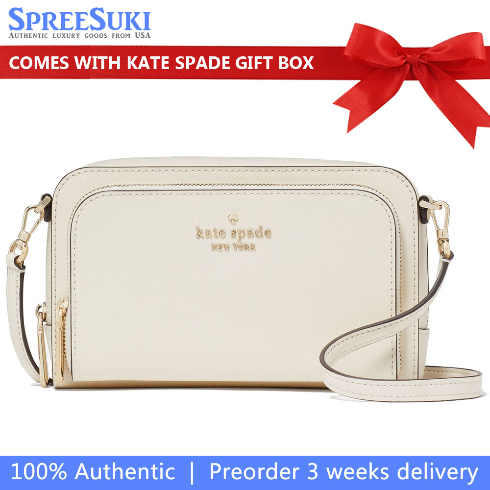 Kate Spade Staci Dual Zip Around Mini Crossbody Meringue Off White # KG036