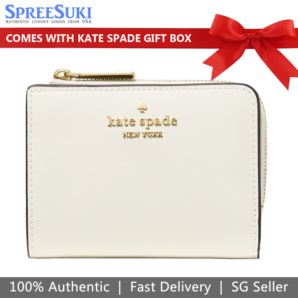 Kate Spade Small L-Zip Wallet Meringue Off White # KN767