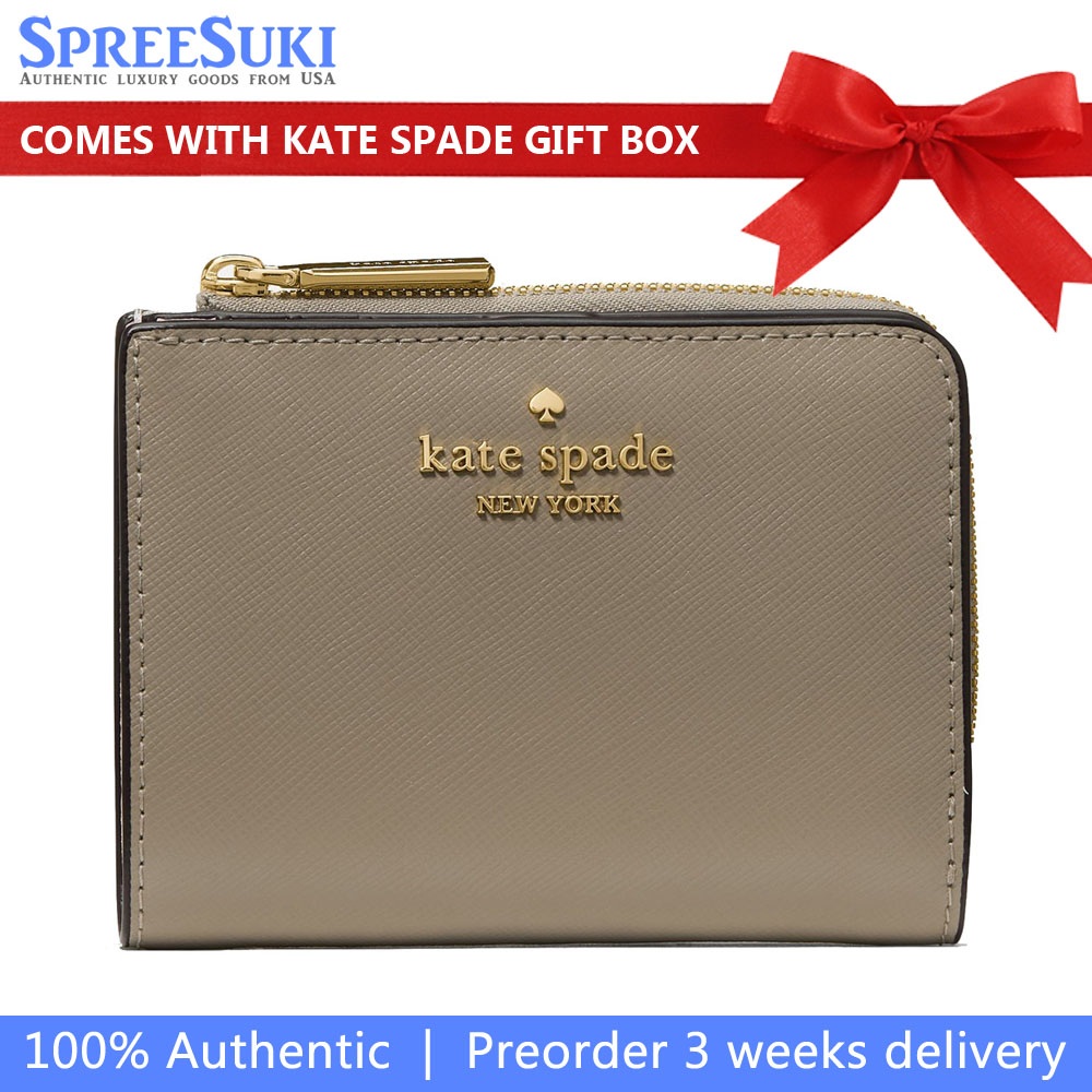 Kate Spade Small L-Zip Wallet Oyster Shell Olive # KN767