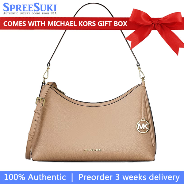 Michael Kors Sammy Medium Pebbled Leather Convertible Shoulder Bag Camel Beige # 35T6G8SC6L