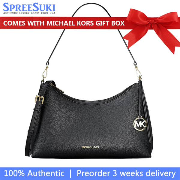 Michael Kors Sammy Medium Pebbled Leather Convertible Shoulder Bag Black # 35T6G8SC6L
