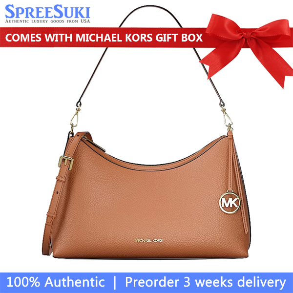 Michael Kors Sammy Medium Pebbled Leather Convertible Shoulder Bag Luggage Brown # 35T6G8SC6L