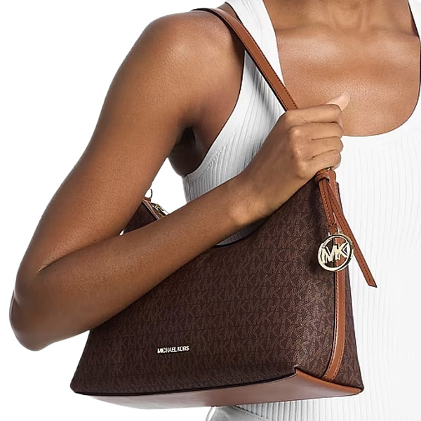 Michael Kors Sammy Medium Signature Logo Convertible Shoulder Bag Brown # 35T6G8SC6B