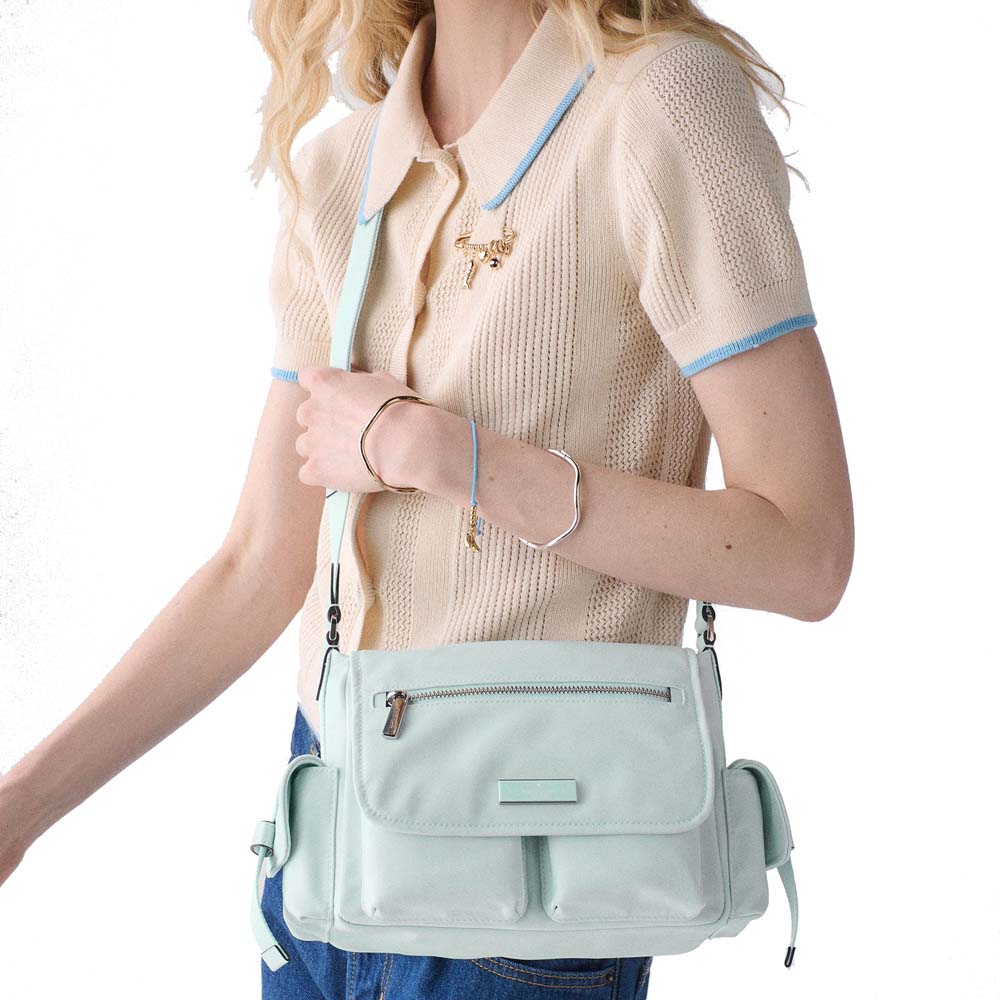 Kate Spade Carter Ksnyl Cargo Messenger Bag Crisp Sky Sky Blue # KN672