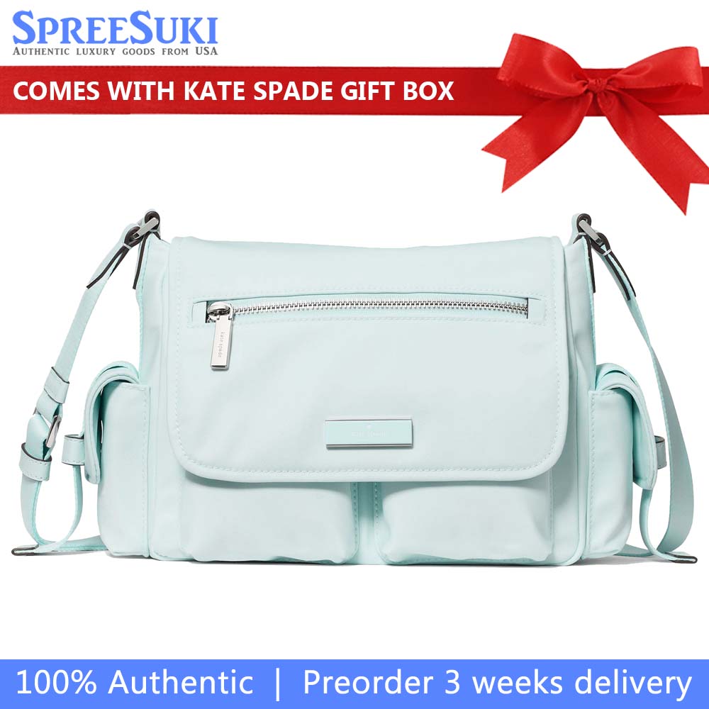 Kate Spade Carter Ksnyl Cargo Messenger Bag Crisp Sky Sky Blue # KN672