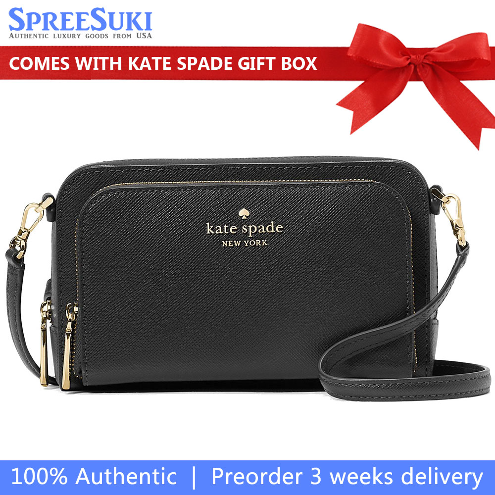 Kate Spade Staci Dual Zip Around Mini Crossbody Black # KG036