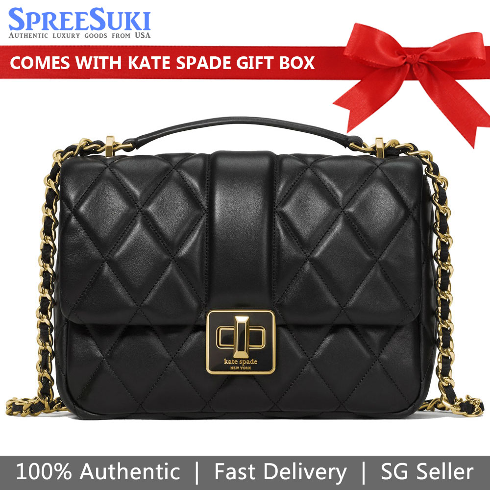 Kate Spade Carey Quilted Small Flap Crossbody Black # KM708