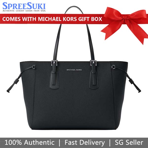Michael Kors Voyager Large Saffiano Leather Tote Bag Black # 35R6SV6T7L