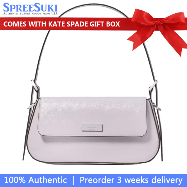 Kate Spade Bridget Crinkle Patent Small Flap Shoulder Lilac Moonlight Light Purple # KM677