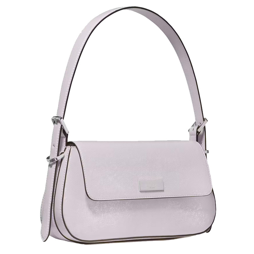 Kate Spade Bridget Crinkle Patent Small Flap Shoulder Lilac Moonlight Light Purple # KM677