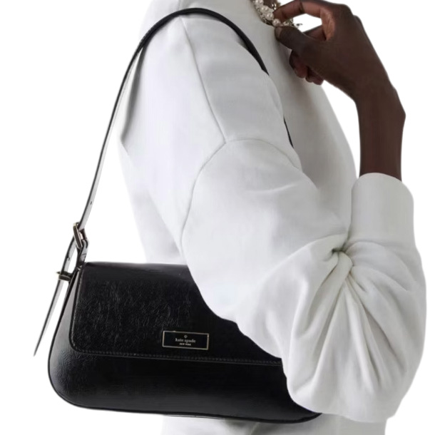 Kate Spade Bridget Crinkle Patent Small Flap Shoulder Black # KM677