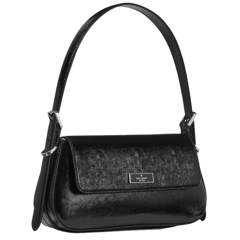 Kate Spade Bridget Crinkle Patent Small Flap Shoulder Black # KM677