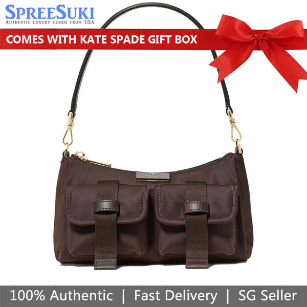 Kate Spade Carter Ksnyl Cargo Crossbody Bag Hot Fudge Chocolate # KN673