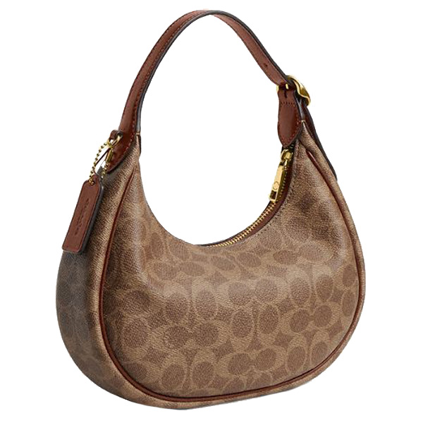 Coach Emily Shoulder Bag In Signature Canvas Tan Brown # CDX17
