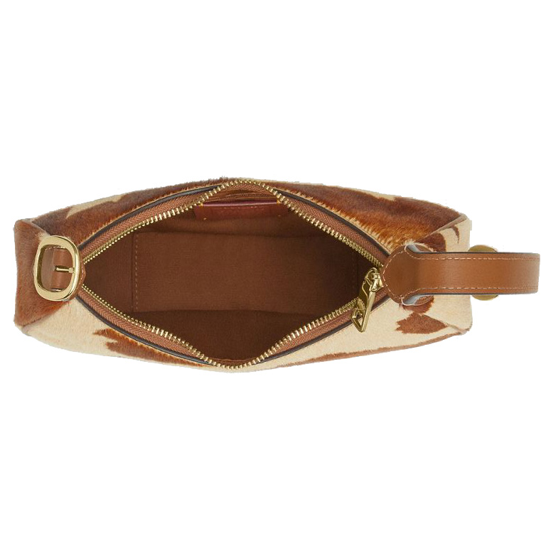 Coach Emily Shoulder Bag In Haircalf With Cow Print Cow Multi Brown # CDX23
