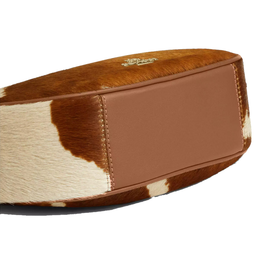 Coach Emily Shoulder Bag In Haircalf With Cow Print Cow Multi Brown # CDX23