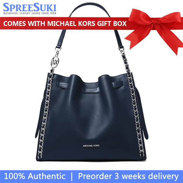 Michael Kors Mina Large Chain Shoulder Bag Navy # 35H3S4ML3I