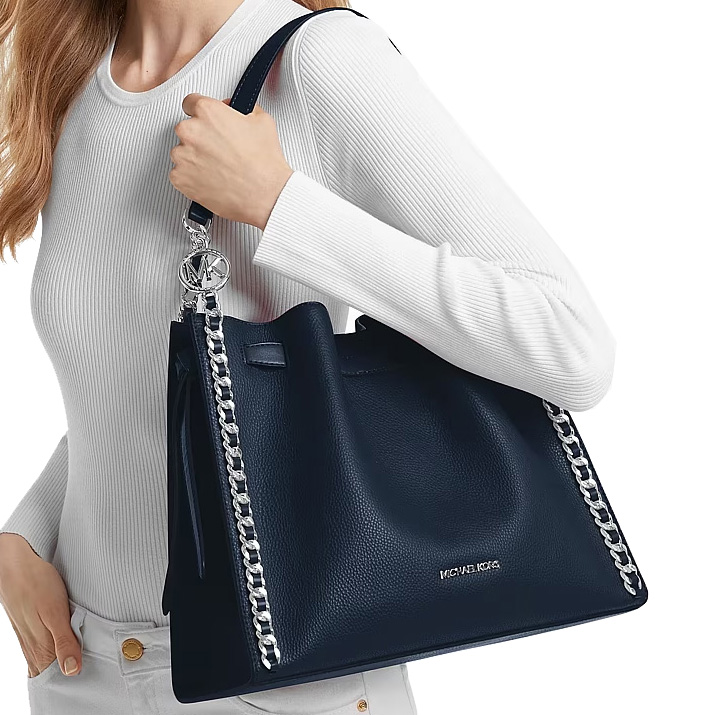Michael Kors Mina Large Chain Shoulder Bag Navy # 35H3S4ML3I