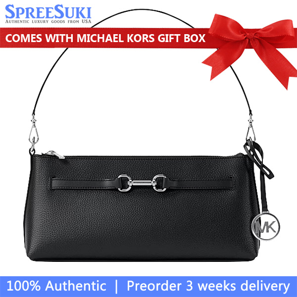 Michael Kors Carson Small Pebbled Leather Convertible Crossbody Bag Black # 35S6S2ZC2L