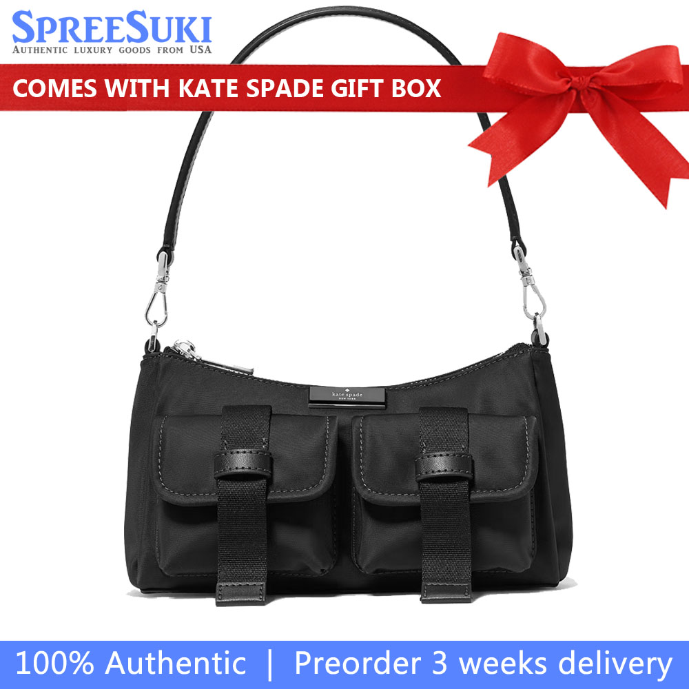 Kate Spade Carter Ksnyl Cargo Crossbody Bag Silver Black # KN673
