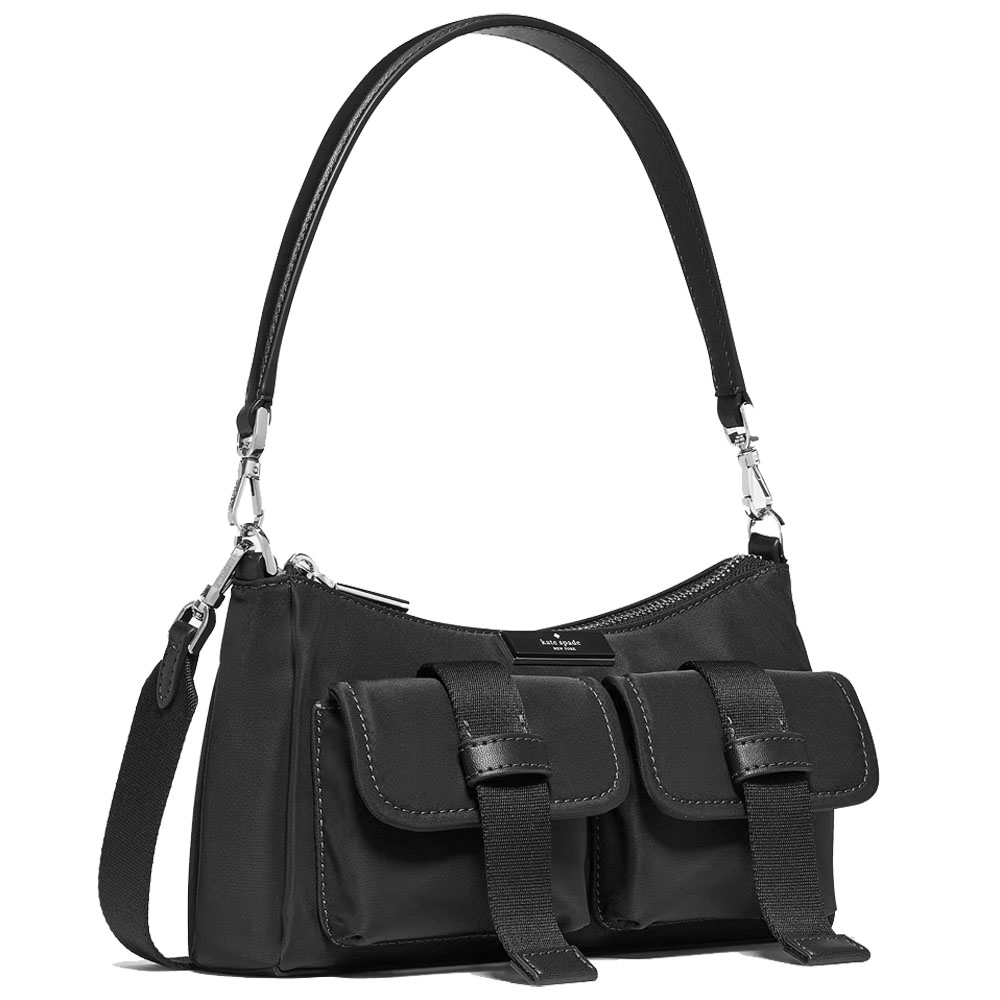 Kate Spade Carter Ksnyl Cargo Crossbody Bag Silver Black # KN673