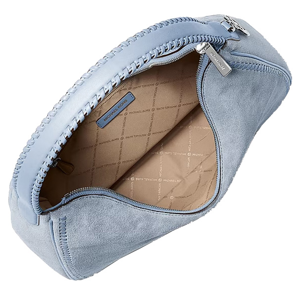 Michael Kors Nayla Medium Suede Hobo Shoulder Bag Pale Ocean Light blue # 35S6S5ZL6S