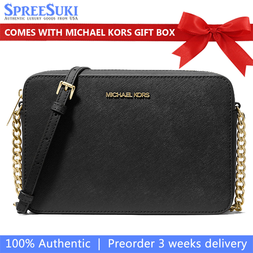 Michael Kors Crossbody Sling Bag Jet Set Large Crossbody Black # 35T8GTTC9L