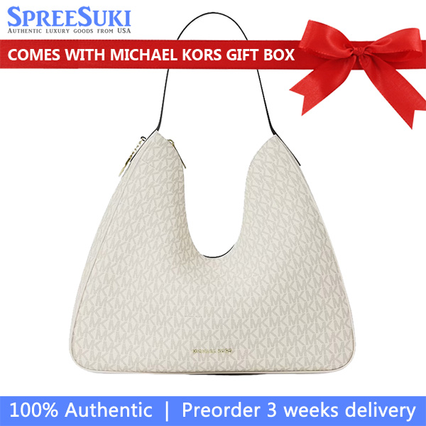 Michael Kors Nayla Medium Signature Logo Shoulder Bag Light Cream Multi # 35F5G5ZL6B