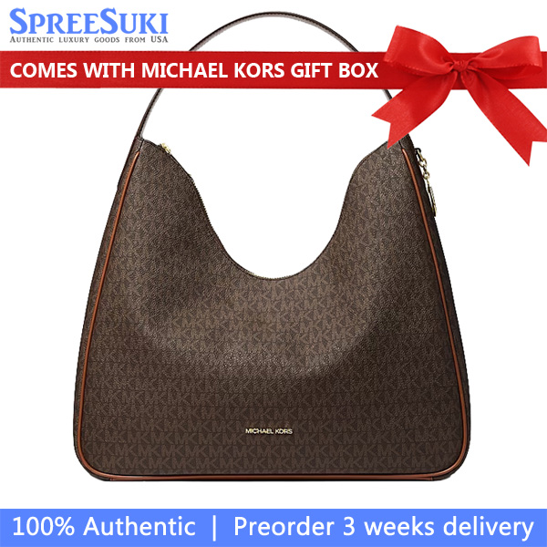 Michael Kors Nayla Medium Signature Logo Shoulder Bag Brown # 35F5G5ZL6B