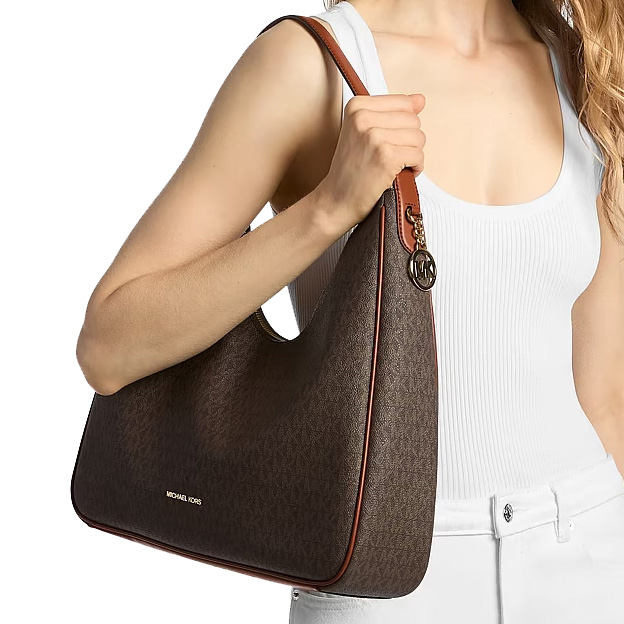 Michael Kors Nayla Medium Signature Logo Shoulder Bag Brown # 35F5G5ZL6B