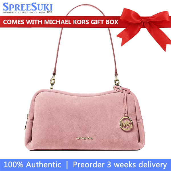 Michael Kors Cecily Medium Suede Shoulder Bag Powder Blush Blush Pink # 35S6G8CL2S