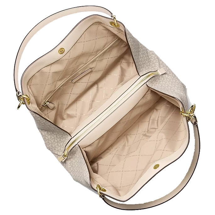 Michael Kors Christina Large Signature Logo Shoulder Bag Light Cream Multi # 35T5G8WE6B