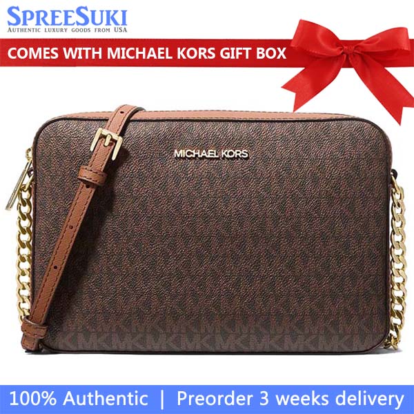 Michael Kors Sling Bag Jet Set Large Crossbody Brown # 35F8GTTC3B