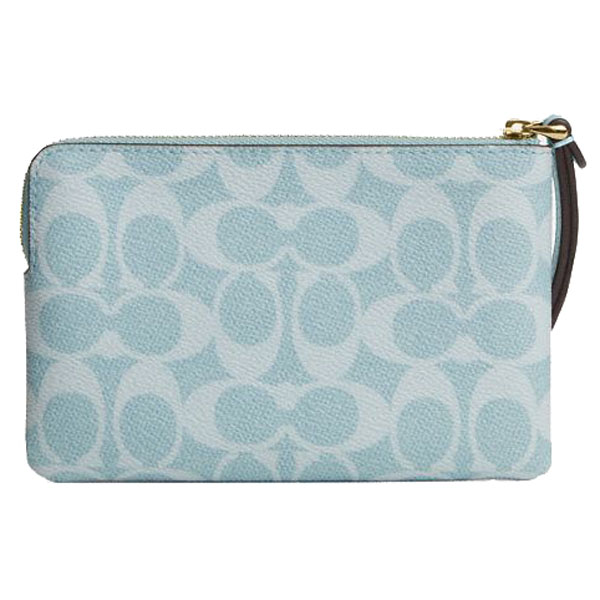 Coach Corner Zip Wristlet In Signature Canvas Light Blue Light blue # CEY93