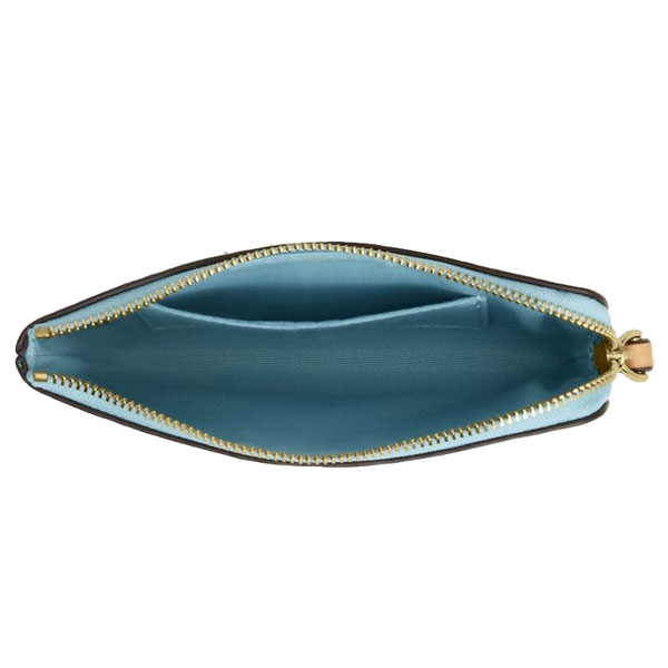 Coach Corner Zip Wristlet In Signature Leather With Charm Light Blue Light blue # CEX36