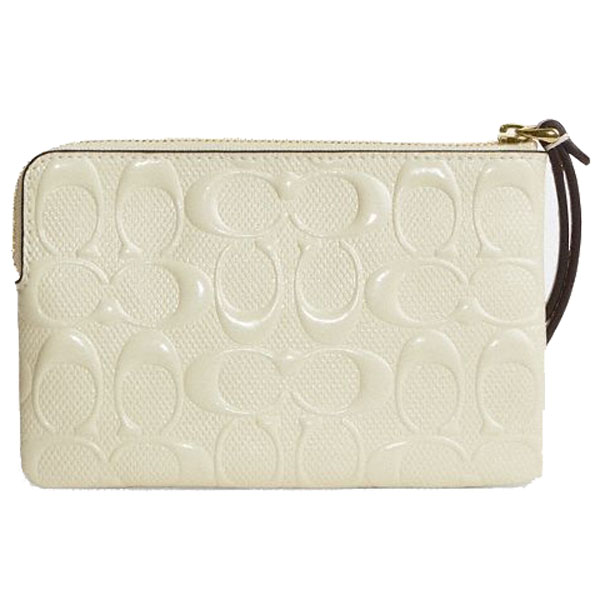 Coach Corner Zip Wristlet In Signature Leather With Charm Light Lemon Light yellow # CEX36