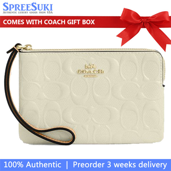 Coach Corner Zip Wristlet In Signature Leather With Charm Light Lemon Light yellow # CEX36