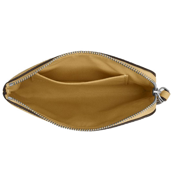 Coach Corner Zip Wristlet With Floral Print Silver Washed Yellow # CEF79