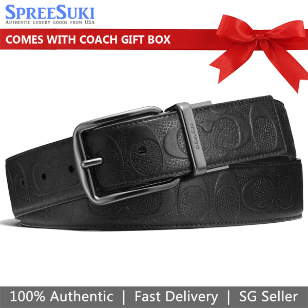Coach Men Harness Buckle Cut To Size Reversible Belt 38Mm Black # CQ024