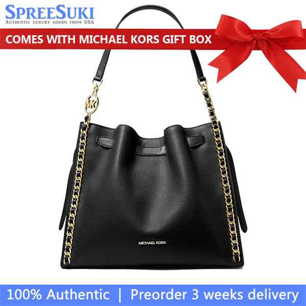 Michael Kors Mina Large Chain Shoulder Bag Black # 35H3G4ML3I