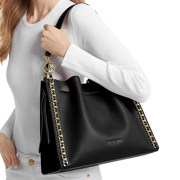Michael Kors Mina Large Chain Shoulder Bag Black # 35H3G4ML3I