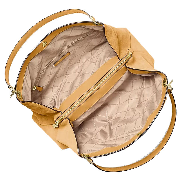 Michael Kors Christina Large Suede Shoulder Bag Honeywheat Yellow # 35R6G8WE6S