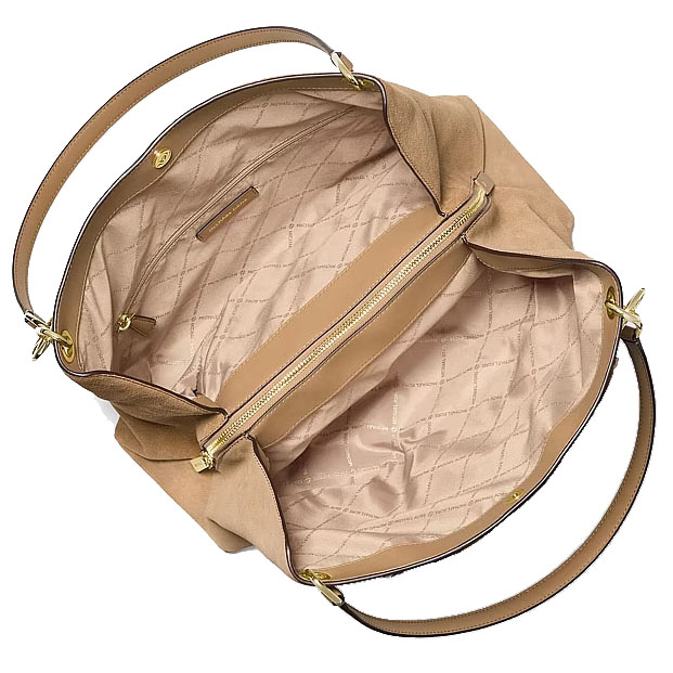 Michael Kors Christina Large Suede Shoulder Bag Camel Beige # 35R6G8WE6S