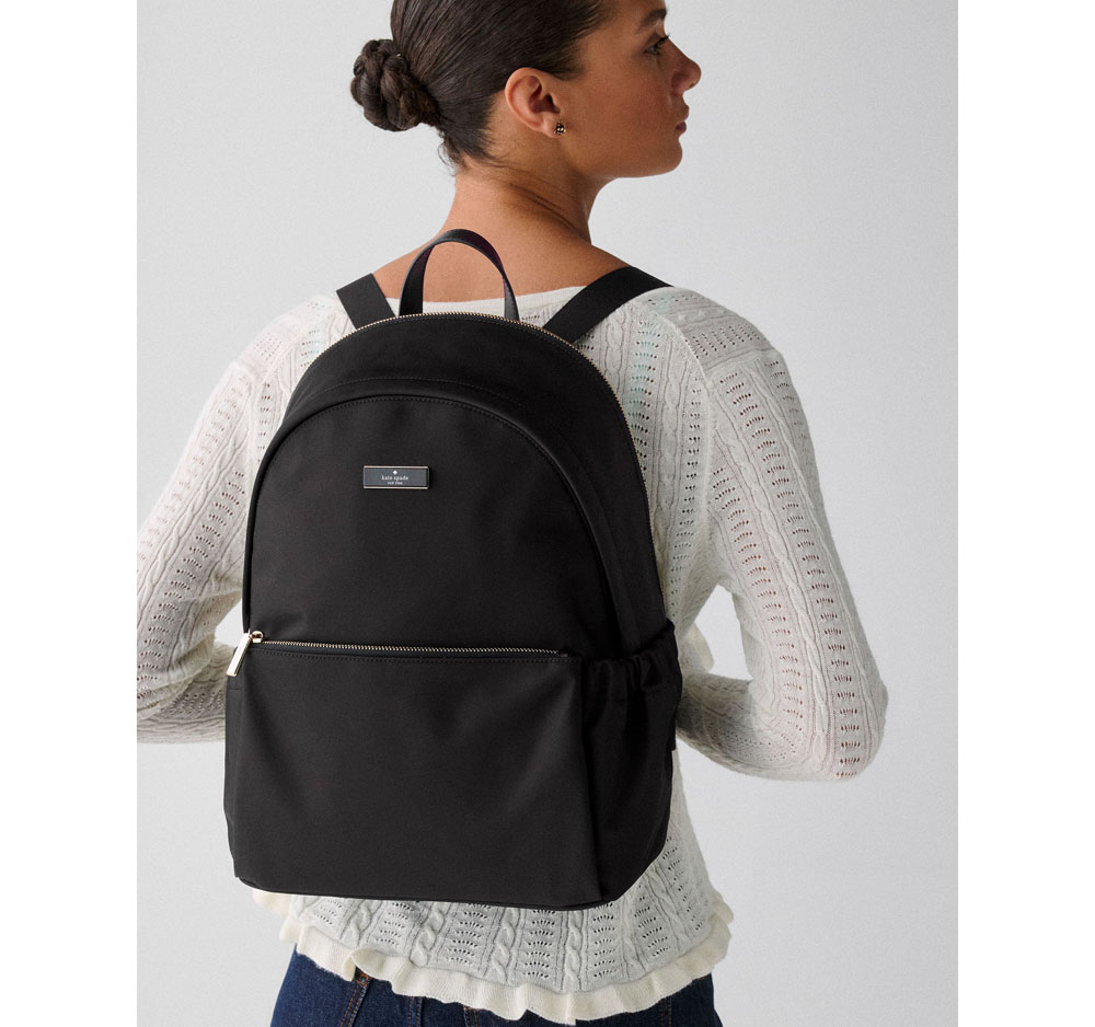 Kate Spade Carter Nylon Large Dome Backpack Black # KP111
